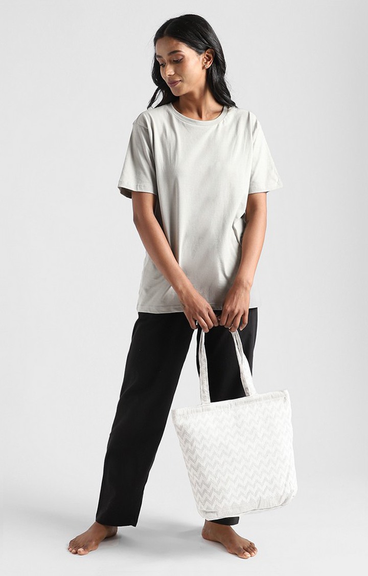 Women's Grey Cotton Solid Regular T-Shirt