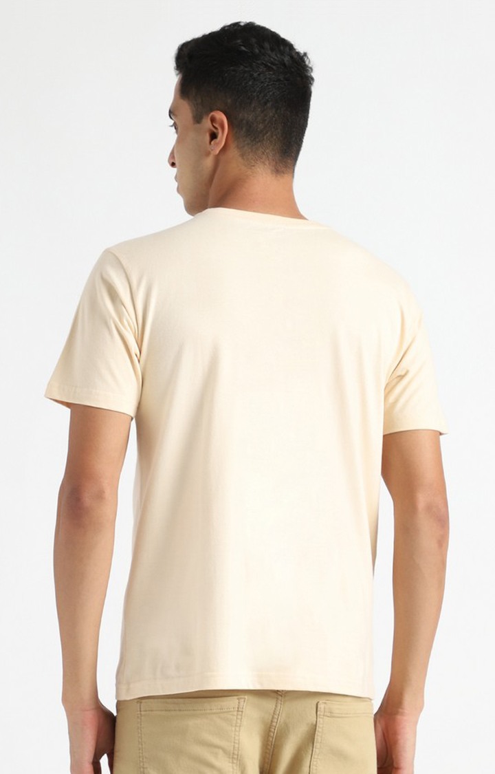 Men Orange Cotton Solid Regular T-Shirt