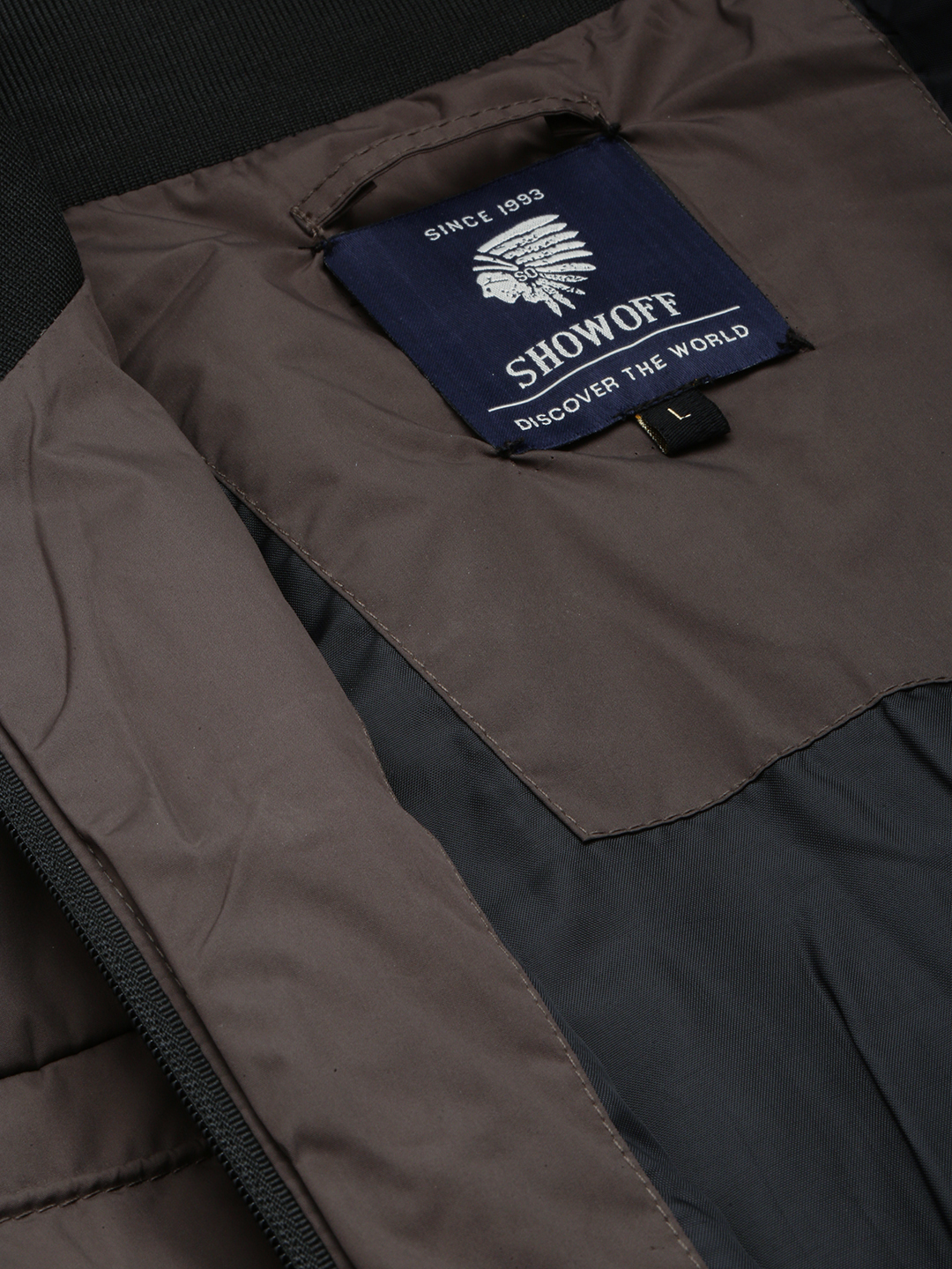 SHOWOFF Men's Solid Mock Collar Grey Quilted Jacket