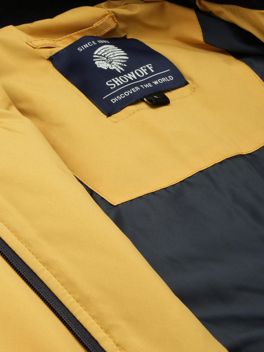 SHOWOFF Men's Solid Mock Collar Yellow Padded Jacket
