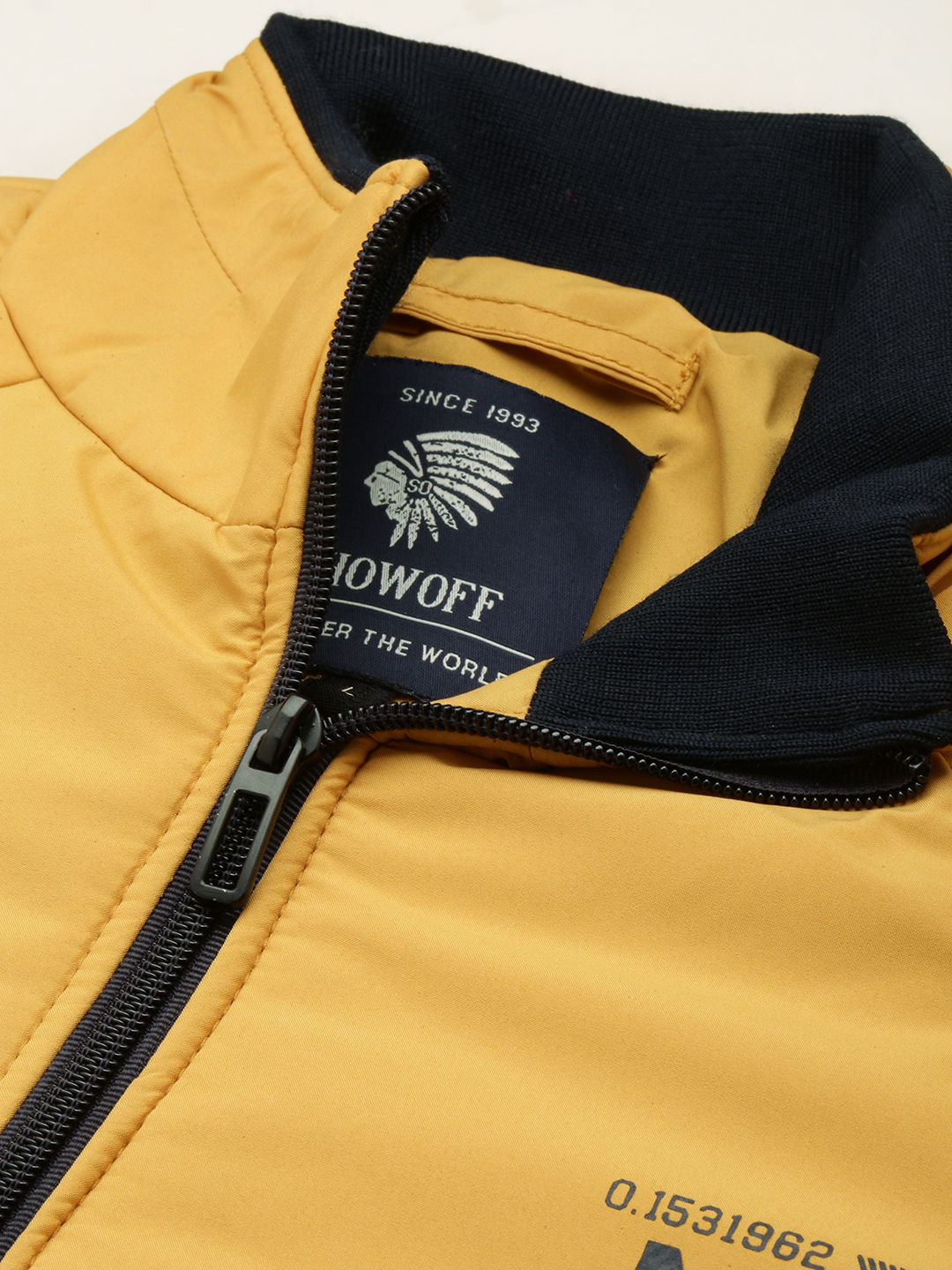 SHOWOFF Men's Solid Mock Collar Yellow Padded Jacket