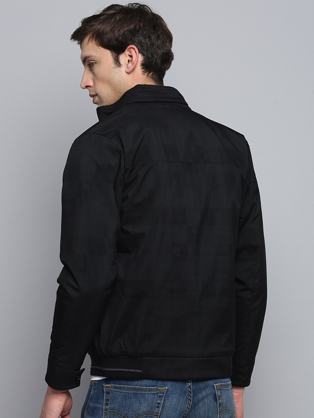Showoff | SHOWOFF Men's Solid Mock Collar Black Padded Jacket 3