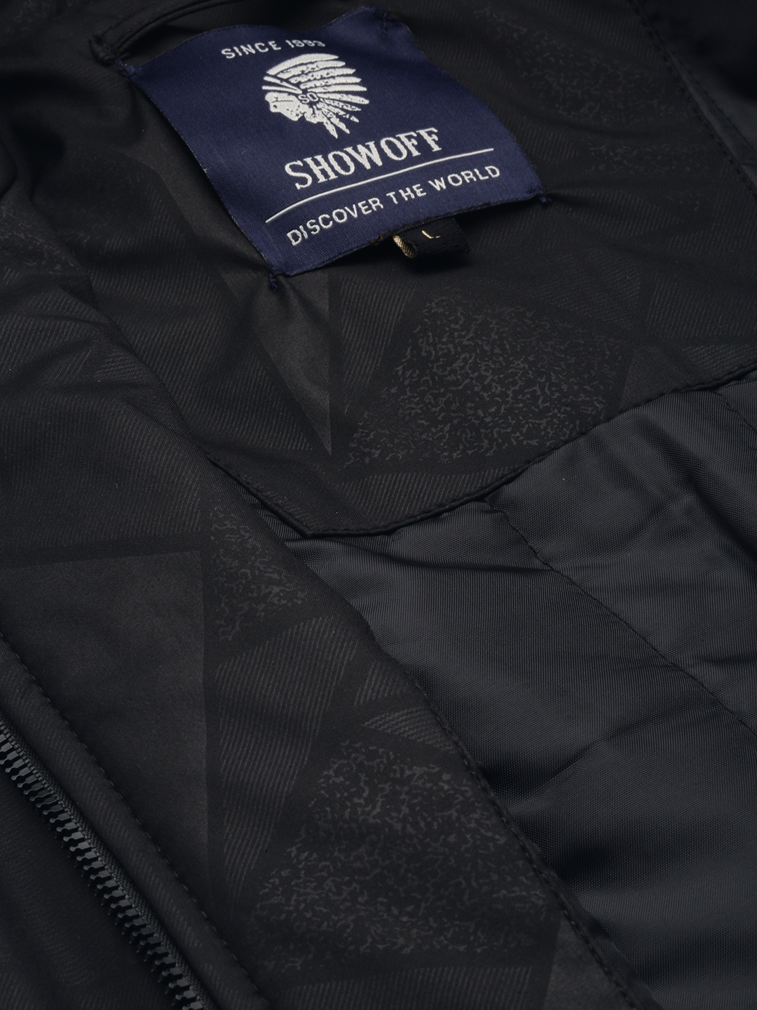 Showoff | SHOWOFF Men's Solid Mock Collar Black Padded Jacket 6