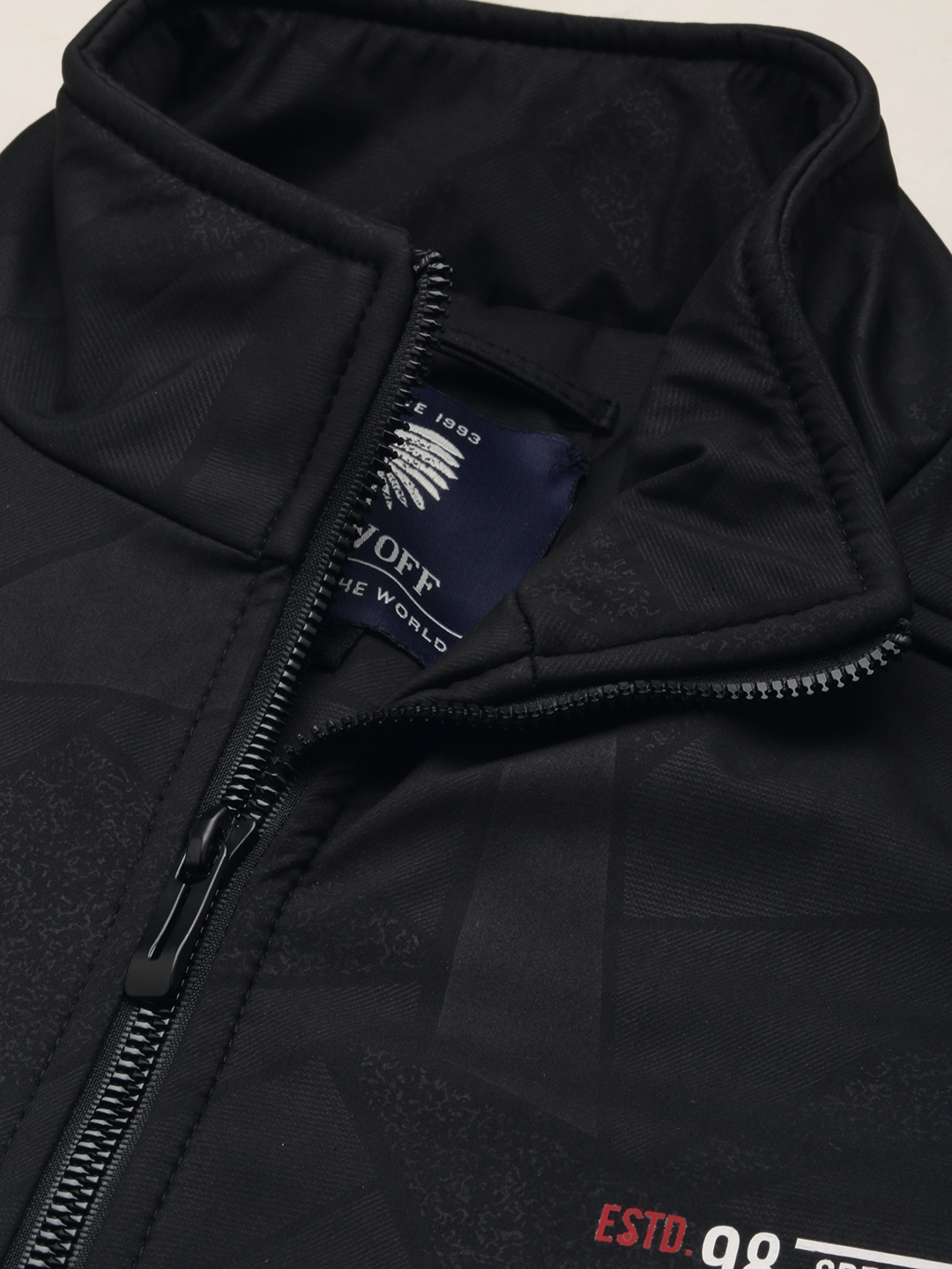 Showoff | SHOWOFF Men's Solid Mock Collar Black Padded Jacket 5