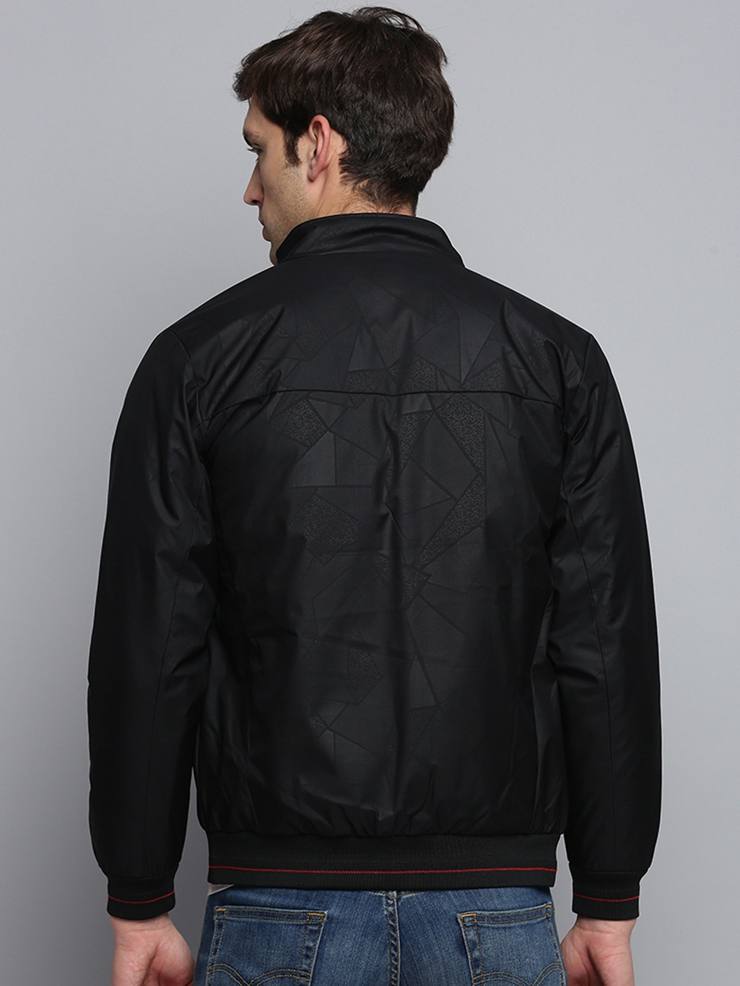 Showoff | SHOWOFF Men's Solid Mock Collar Black Padded Jacket 3