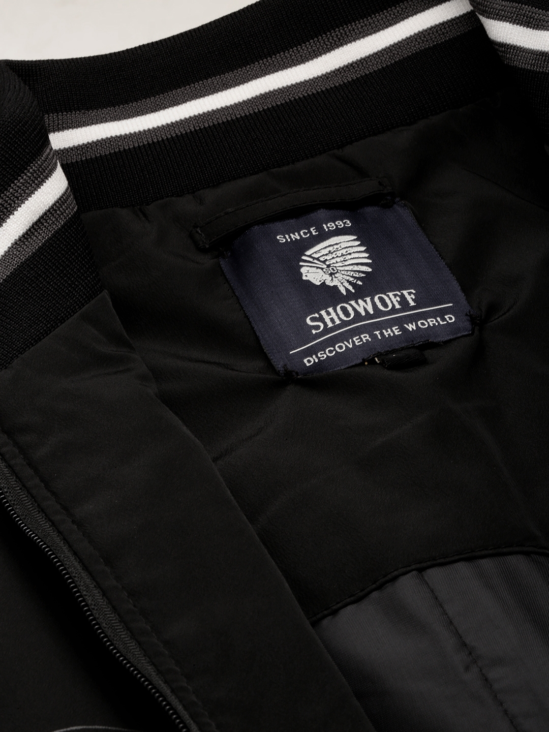 Showoff | SHOWOFF Men's Solid Mock Collar Black Padded Jacket 5