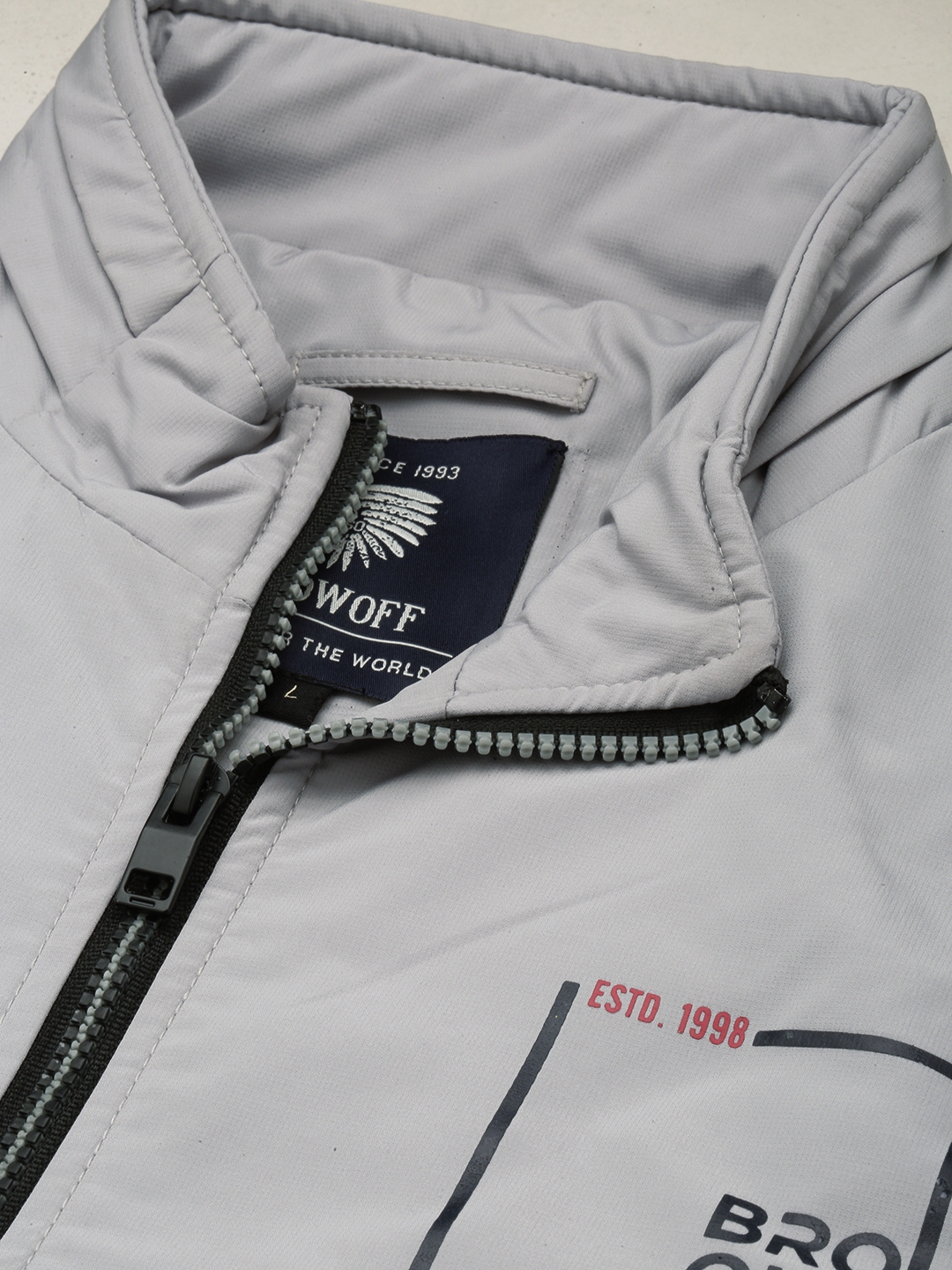 Showoff | SHOWOFF Men's Solid Mock Collar Grey Padded Jacket 5