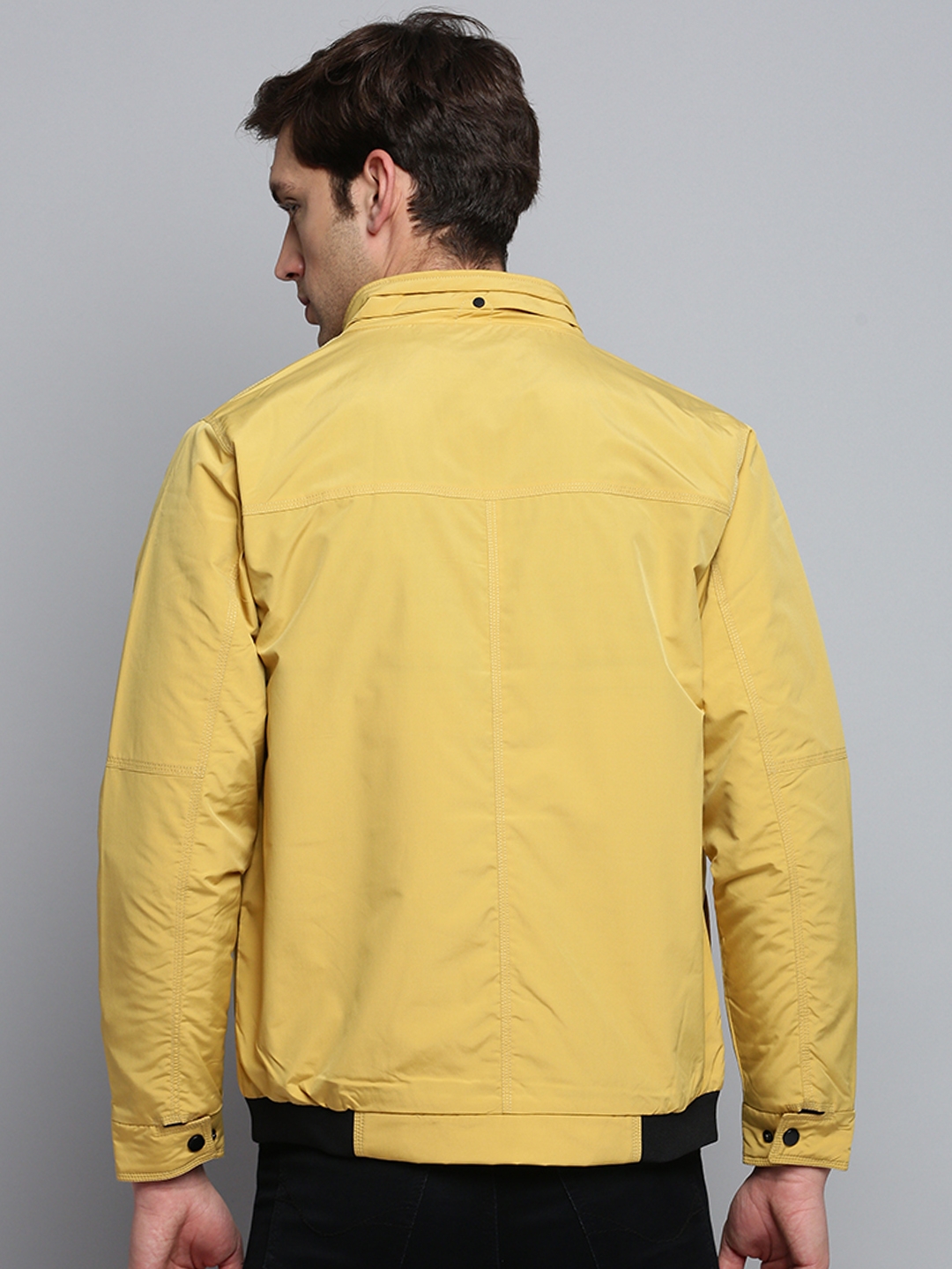 Showoff | SHOWOFF Men's Solid Mock Collar Yellow Padded Jacket 3