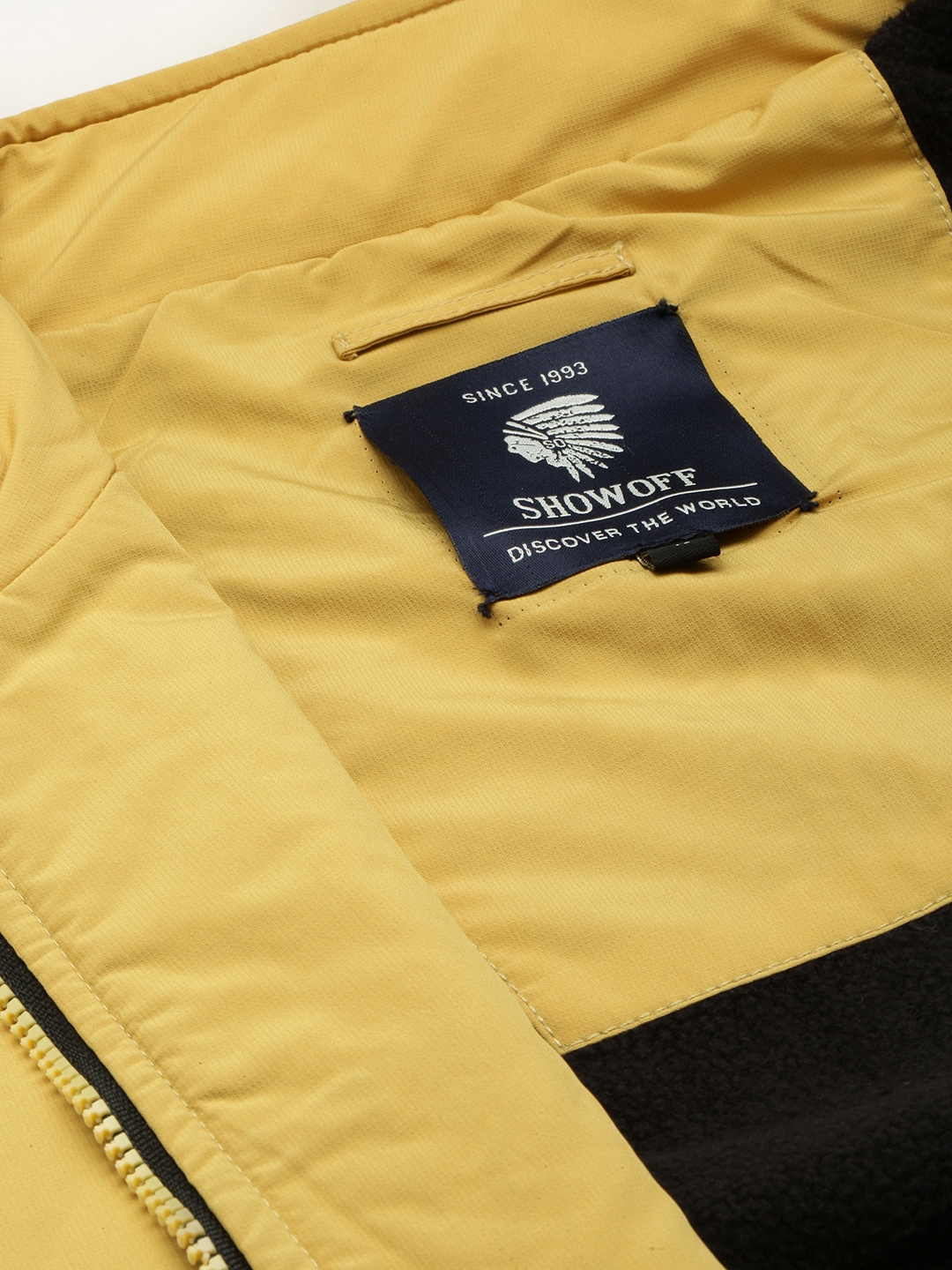 Showoff | SHOWOFF Men's Solid Mock Collar Yellow Padded Jacket 6