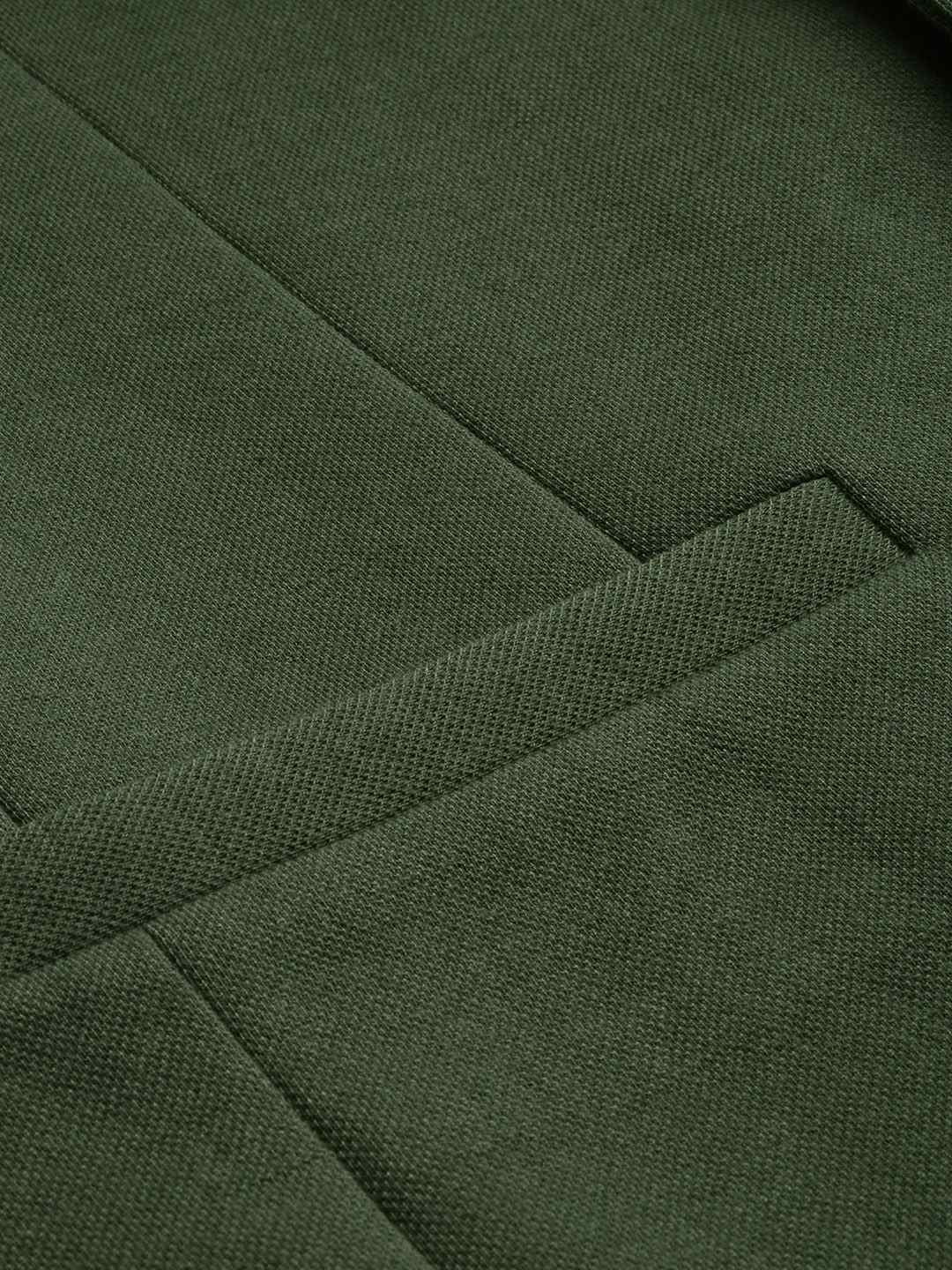 SHOWOFF Men's Single Breasted Green Solid Slim Fit Blazer