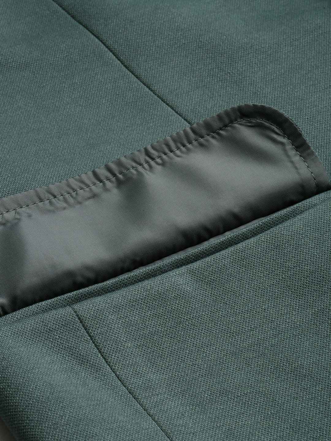 SHOWOFF Men's Single Breasted Green Solid Slim Fit Blazer