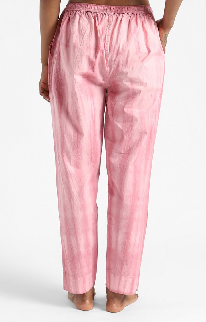 Organic Cotton & Natural Tie & Dye Womens Earth Pink Color Slim Fit Pants