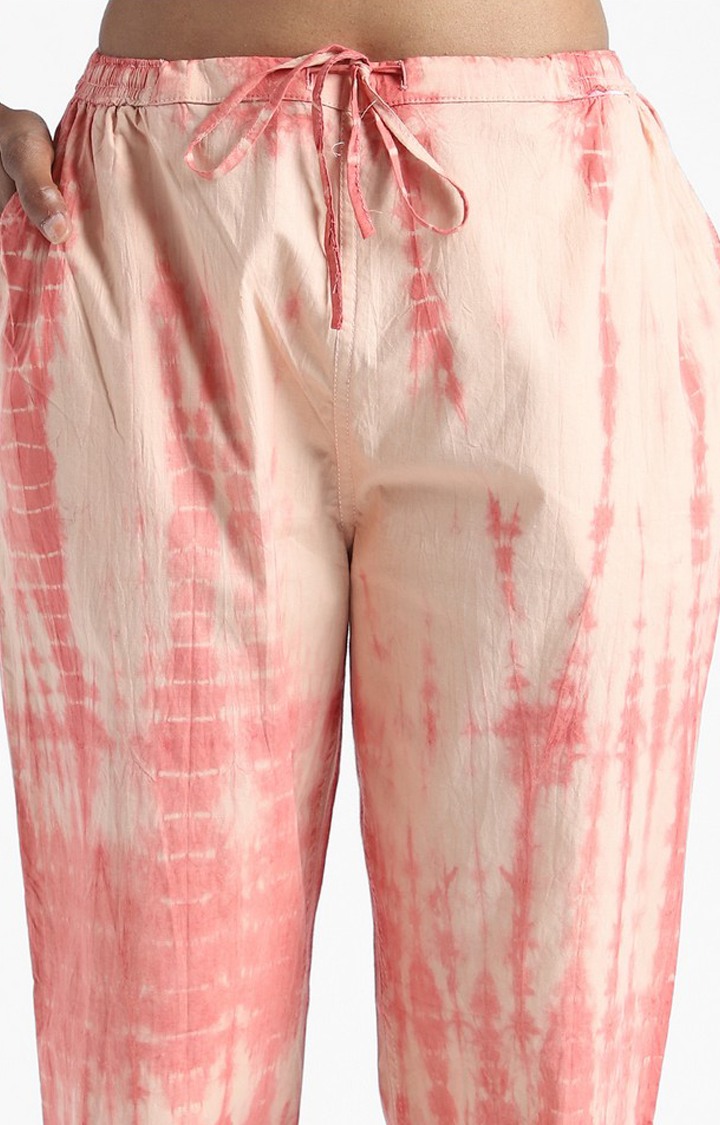 Organic Cotton & Natural Tie & Dye Womens Sun Orange Color Slim Fit Pants
