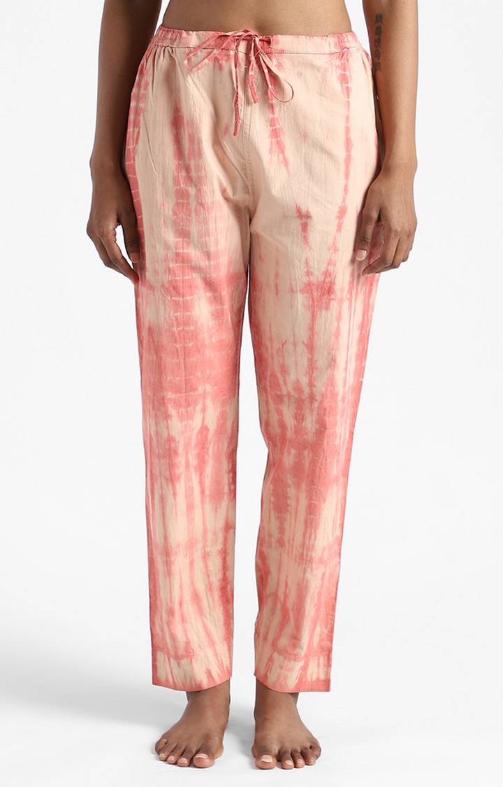 livbio | Organic Cotton & Natural Tie & Dye Womens Sun Orange Color Slim Fit Pants