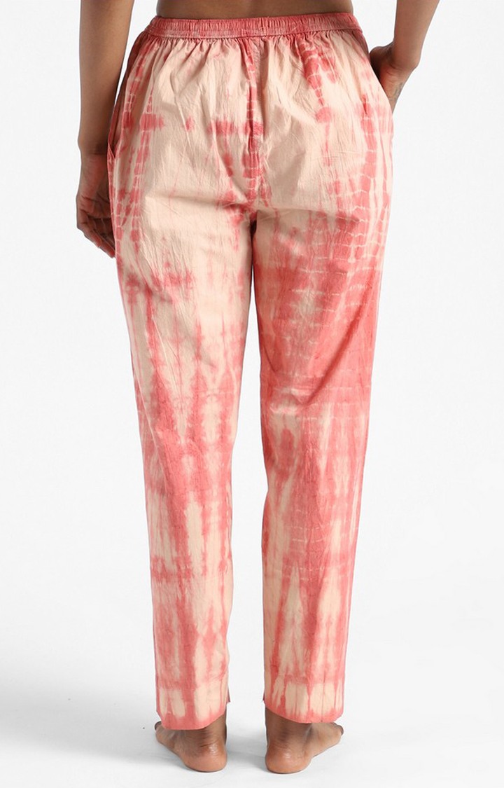 Organic Cotton & Natural Tie & Dye Womens Sun Orange Color Slim Fit Pants
