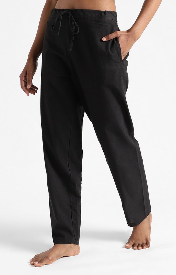 Organic Cotton & Naturally Dyed Hand Spun & Hand Woven Womens Iron Black Pants