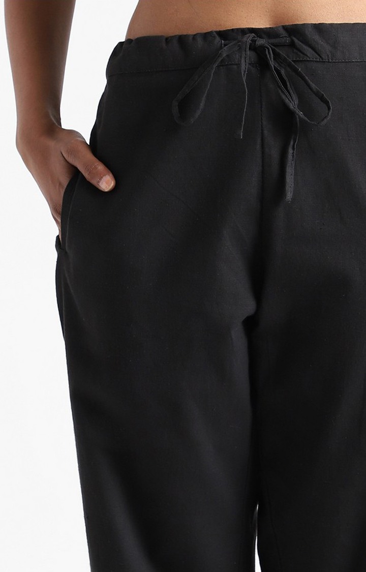 Organic Cotton & Naturally Dyed Hand Spun & Hand Woven Womens Iron Black Pants