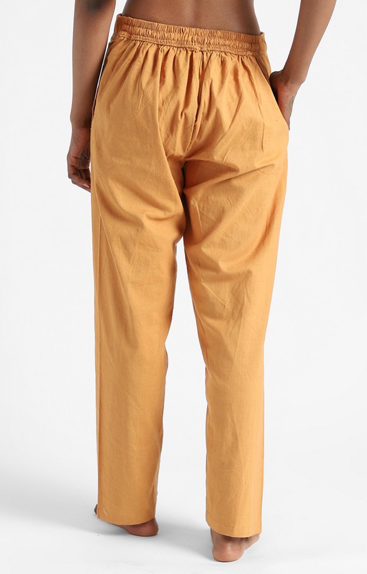 Organic Cotton & Naturally Dyed Hand Spun & Hand Woven Womens Pomo Orange Pants