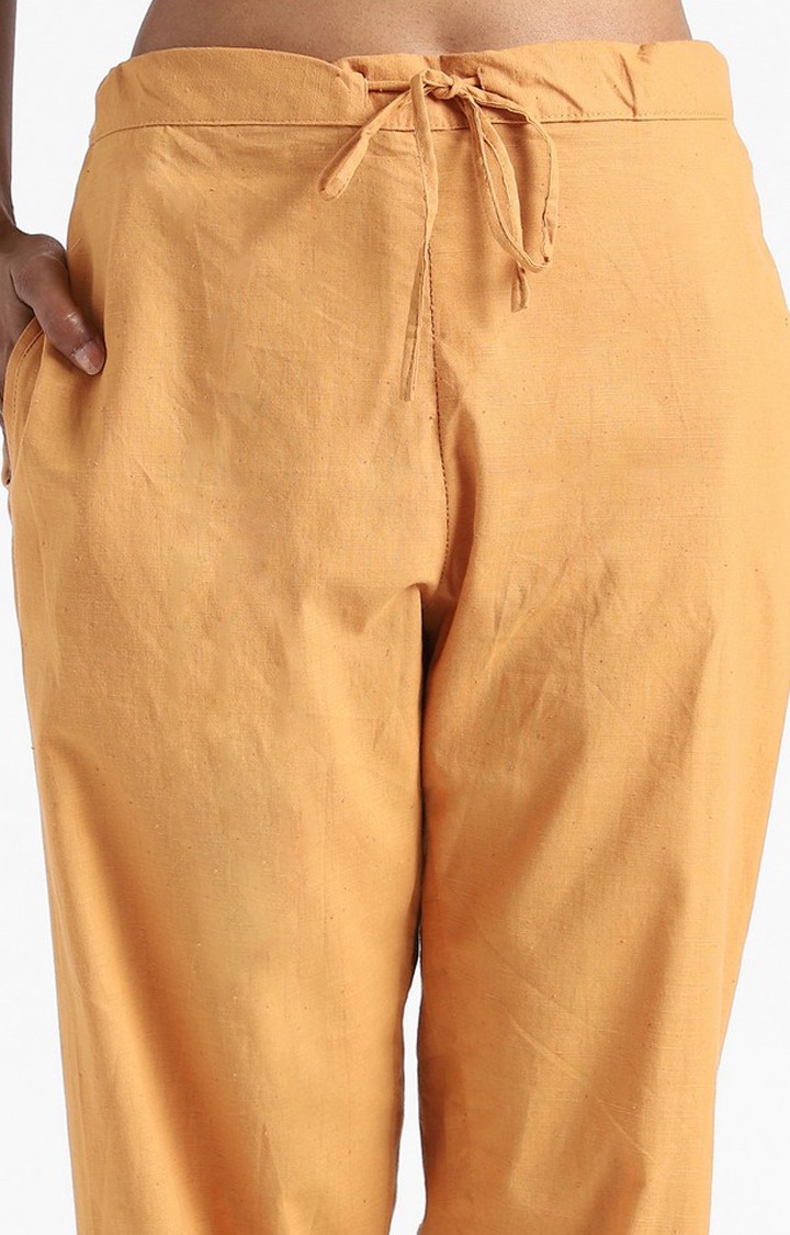 Organic Cotton & Naturally Dyed Hand Spun & Hand Woven Womens Pomo Orange Pants
