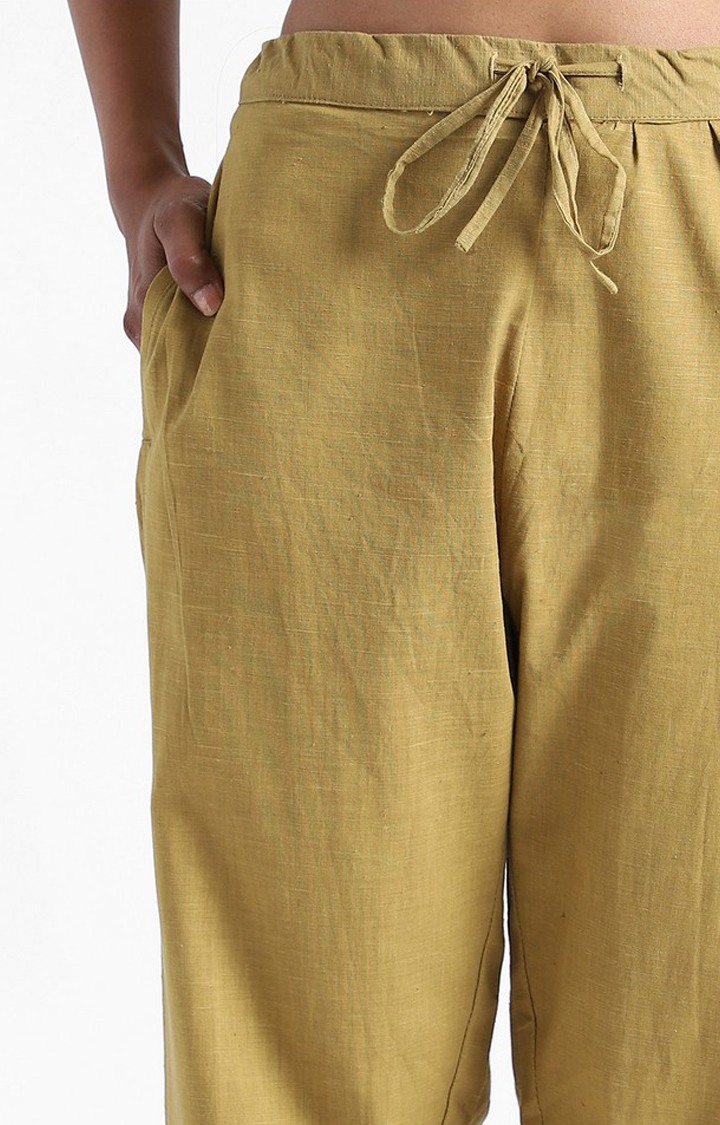 Organic Cotton & Naturally Dyed Hand Spun & Hand Woven Womens Henna Green Pants