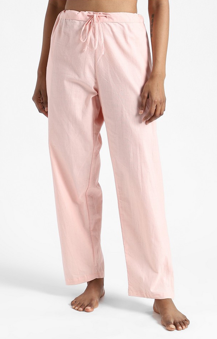 livbio | Organic Cotton & Naturally Dyed Hand Spun & Hand Woven Womens Rose Pink Pants