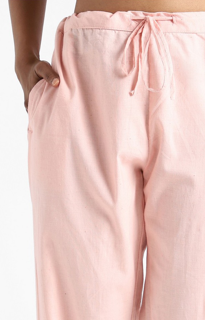 Organic Cotton & Naturally Dyed Hand Spun & Hand Woven Womens Rose Pink Pants