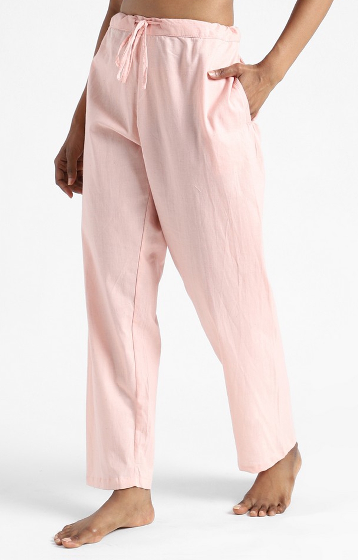 Organic Cotton & Naturally Dyed Hand Spun & Hand Woven Womens Rose Pink Pants