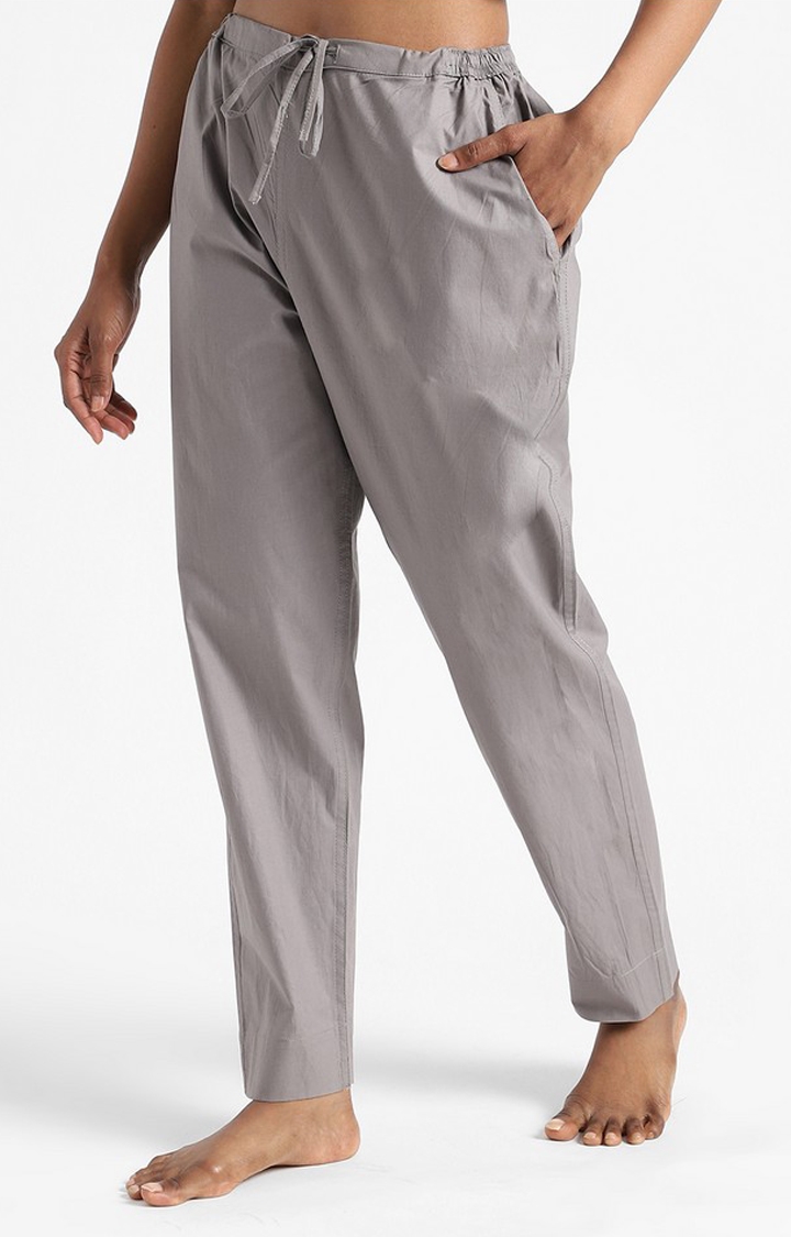 Organic Cotton & Natural Dyed Womens Iron Grey Color Slim Fit Pants