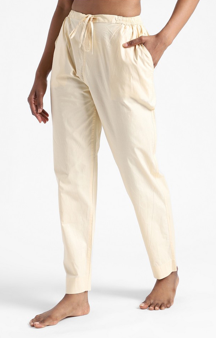 Buy online Cream Solid Trouser from bottom wear for Women by Fusion Threads  for ₹439 at 56% off | 2024 Limeroad.com