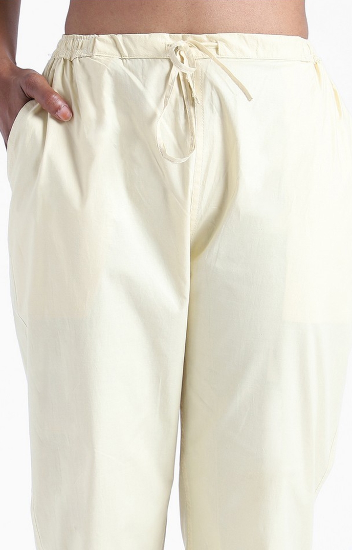 Organic Cotton & Natural Dyed Womens Lemon Yellow Color Slim Fit Pants