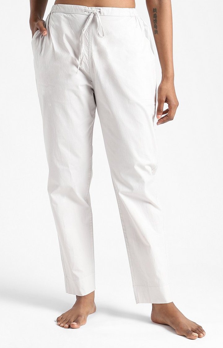livbio | Organic Cotton & Natural Dyed Womens Ash Grey Color Slim Fit Pants