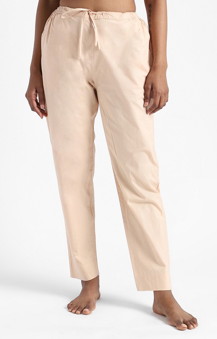 livbio | Organic Cotton & Natural Dyed Womens Sandal Wood Color Slim Fit Pants