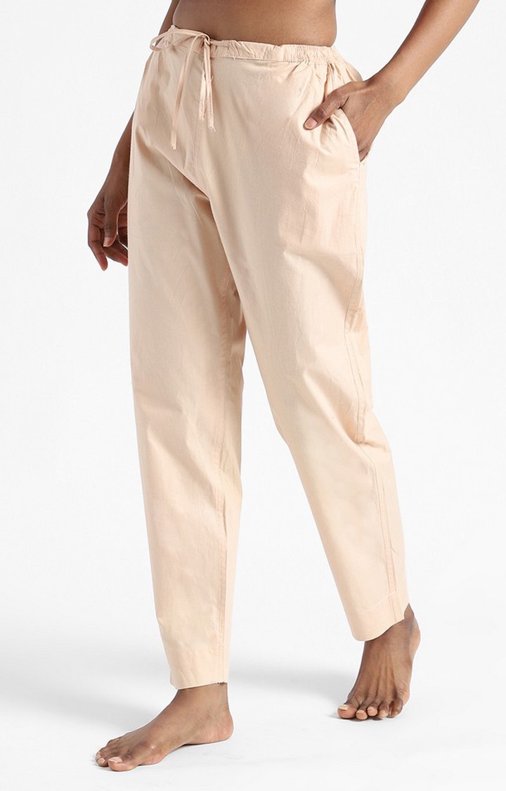Organic Cotton & Natural Dyed Womens Sandal Wood Color Slim Fit Pants