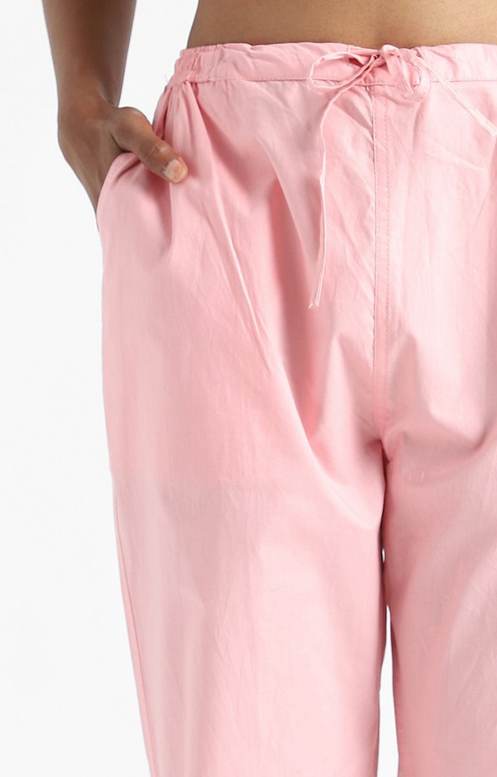 Organic Cotton & Natural Dyed Womens Rose Pink Color Slim Fit Pants