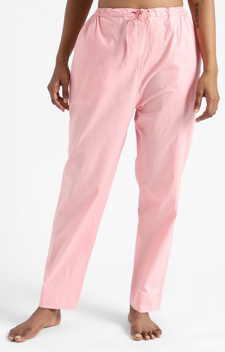 livbio | Organic Cotton & Natural Dyed Womens Rose Pink Color Slim Fit Pants