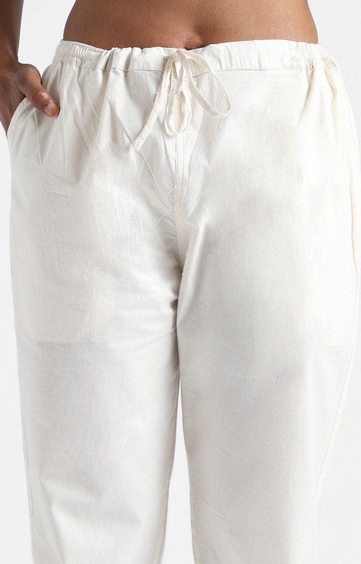 Organic Cotton & Natural Dyed Womens Raw White Color Slim Fit Pants