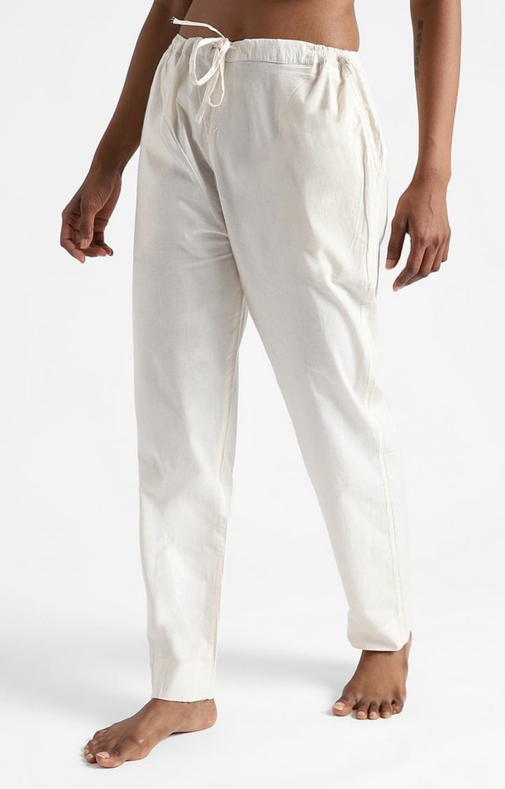 Organic Cotton & Natural Dyed Womens Raw White Color Slim Fit Pants