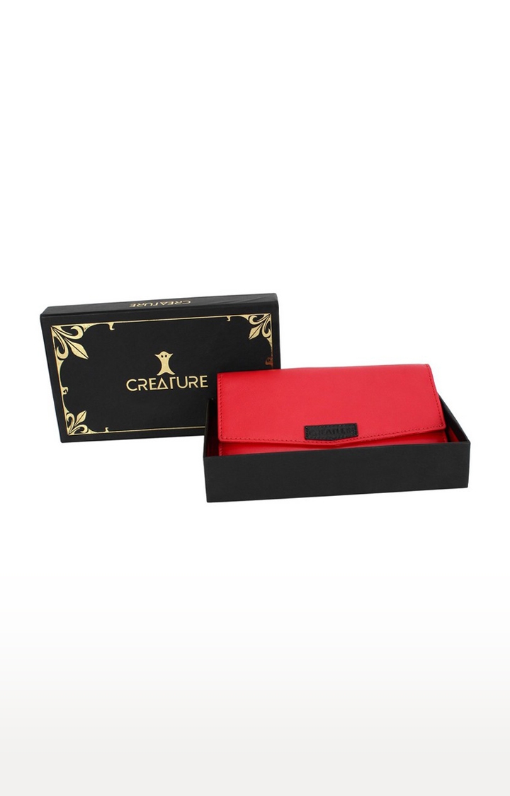 CREATURE | CREATURE Red Stylish Genuine Leather Clutch for Women 5