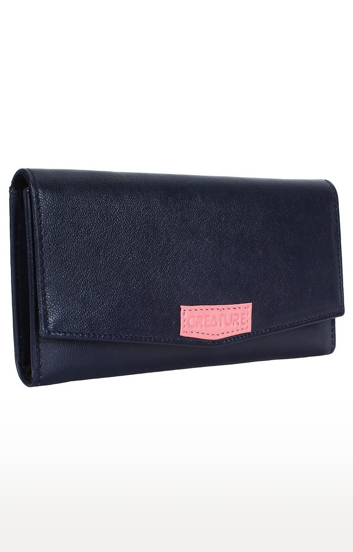 CREATURE | CREATURE Blue Stylish Genuine Leather Clutch for Women 2