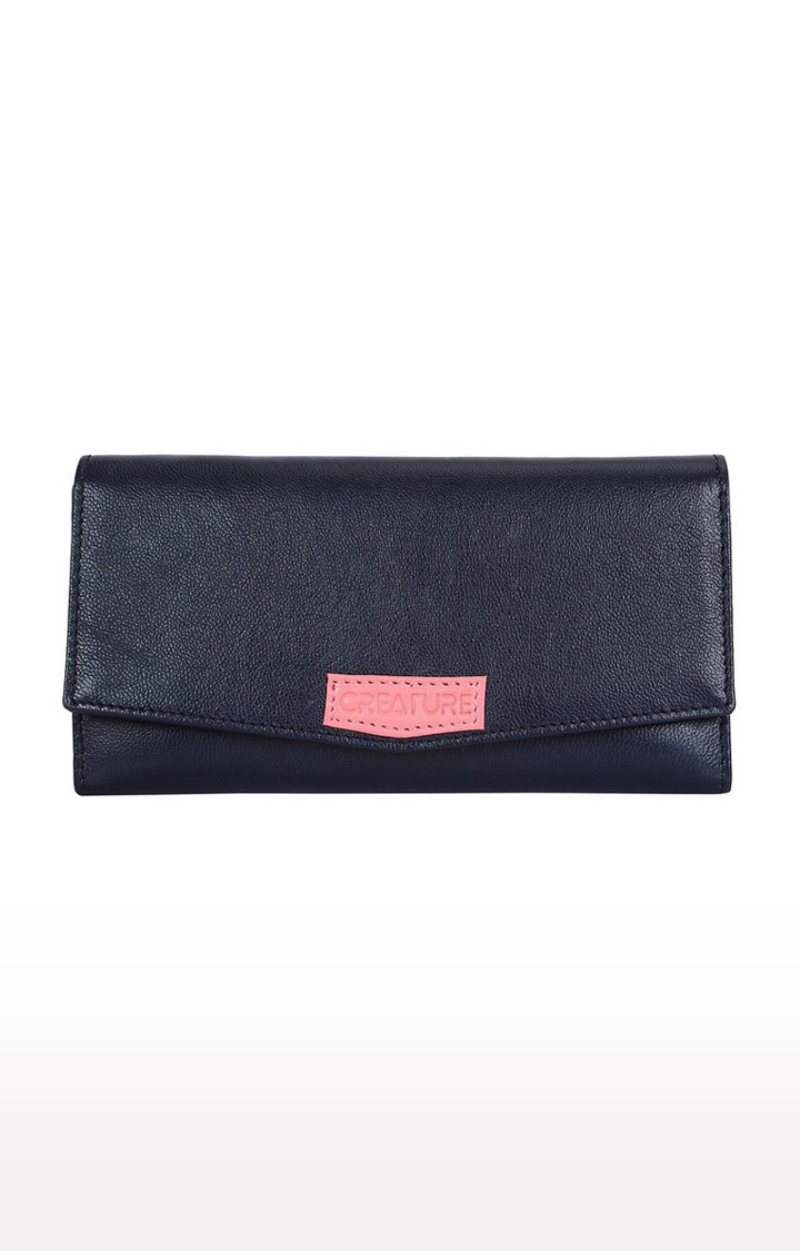 CREATURE | CREATURE Blue Stylish Genuine Leather Clutch for Women 0