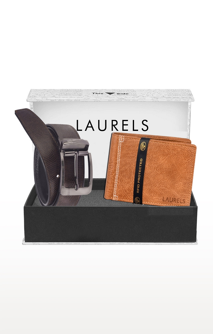 Laurels | Brown and Tan Wallet and Belt Combo 0