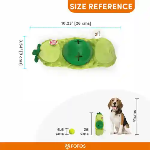 Barkbutler Fofos Cute Plush Treat Toy for Dogs, Green Bean