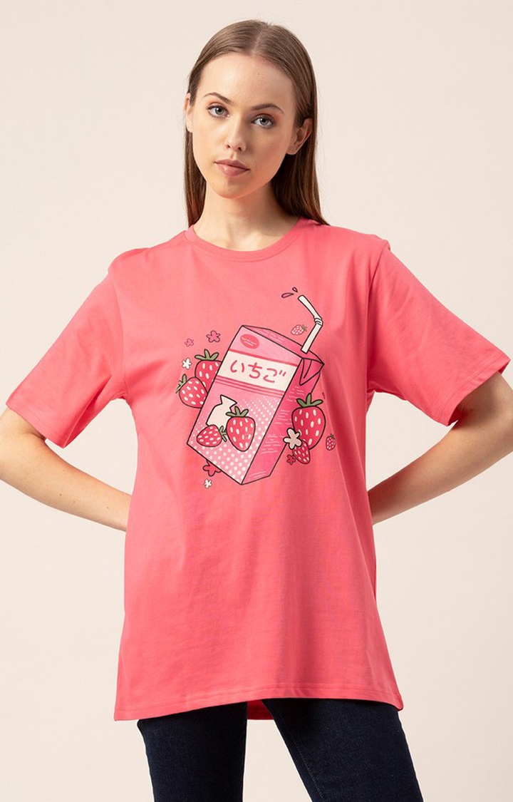 Women's Pink Oversized T-Shirt
