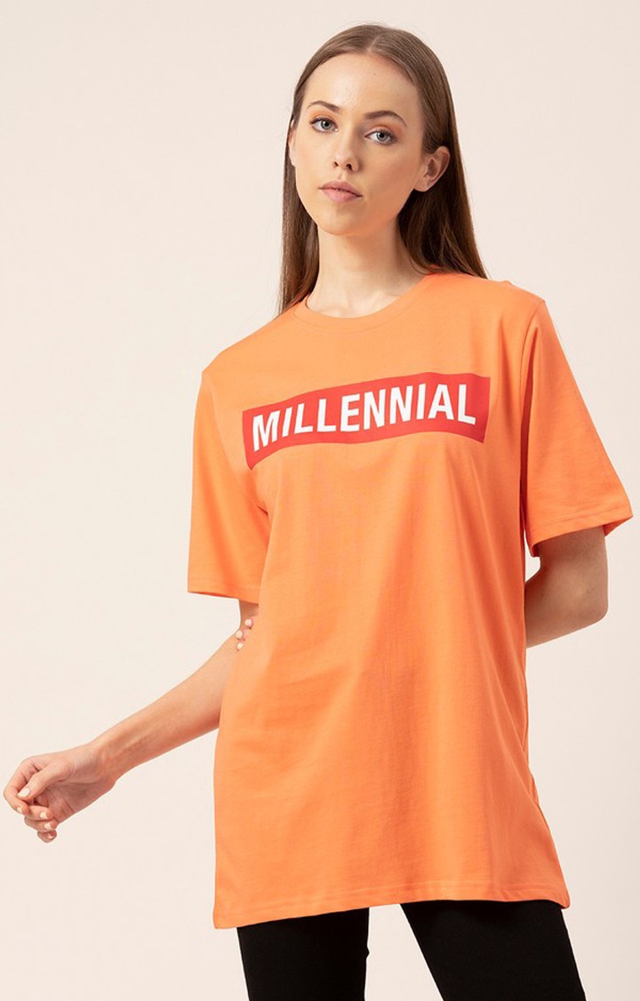 Women's Peach Oversized T-Shirt