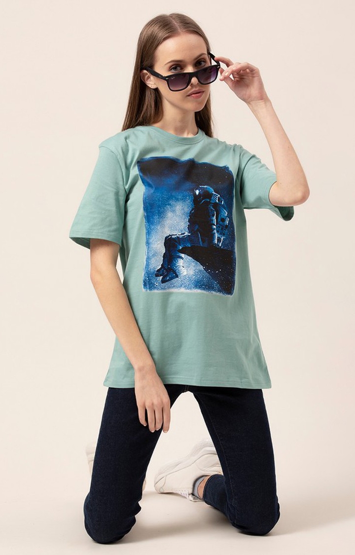 Lounge Dreams | Women's Sea Green Oversized T-Shirt 1