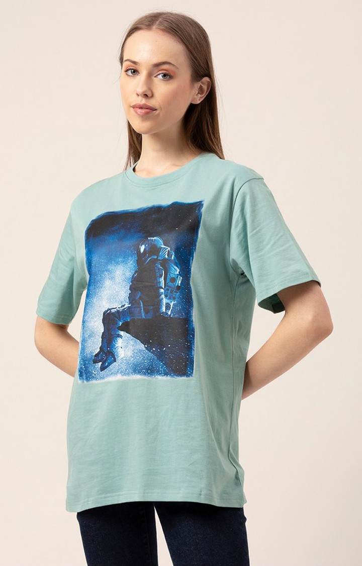 Lounge Dreams | Women's Sea Green Oversized T-Shirt 2