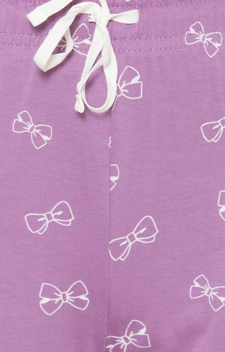 Lounge Dreams | Women's Purple Cotton Printed Pyjama 5