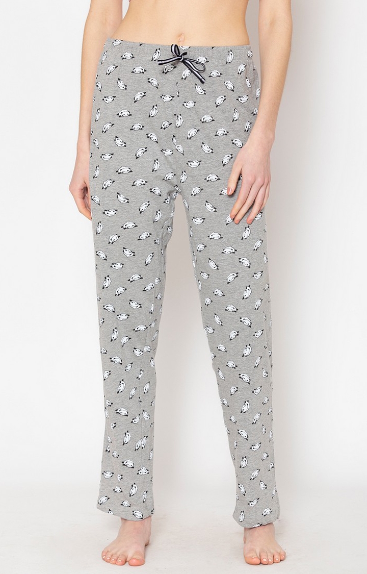 Lounge Dreams | Women's Grey Cotton Printed Pyjama