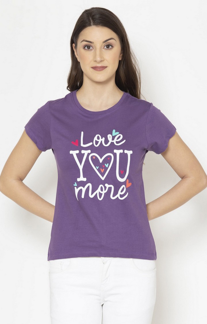 Lounge Dreams | Women's 100% Pure Cotton Short sleeve Purple T-Shirt 0