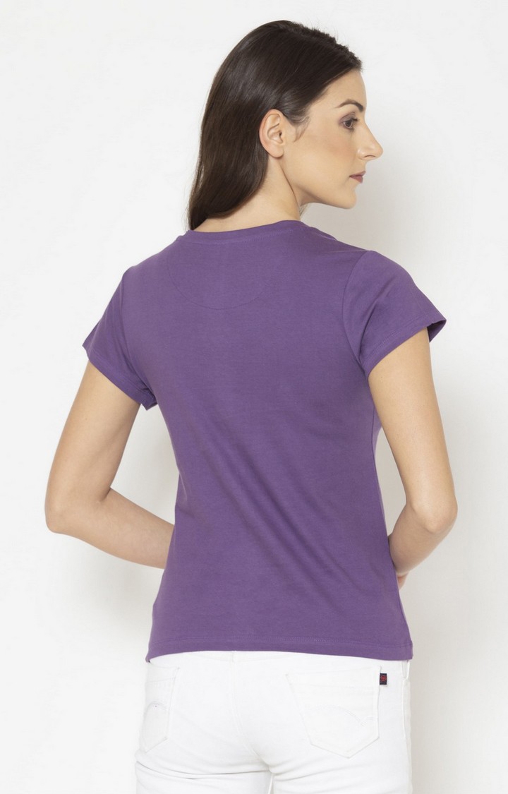 Lounge Dreams | Women's 100% Pure Cotton Short sleeve Purple T-Shirt 4